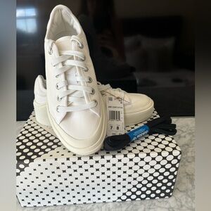 Stella McCartney Solid Canvas Court Sneakers White NIB Size 8 Runs Large